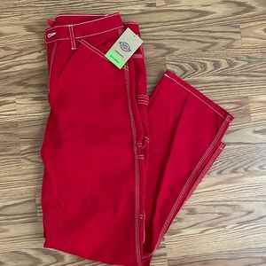Red Dickies carpenter pants